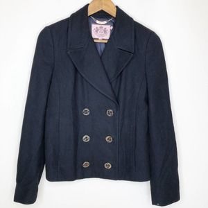 Juicy Couture Navy Wool Blend Short Pea Coat